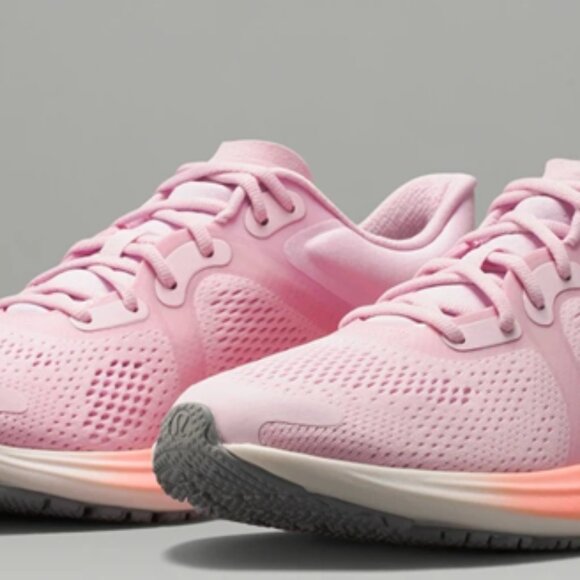 Lululemon Blissfeel Womens Running Shoe Pink Peony/Sunset /Alpine White sz 6.5 - Picture 1 of 14